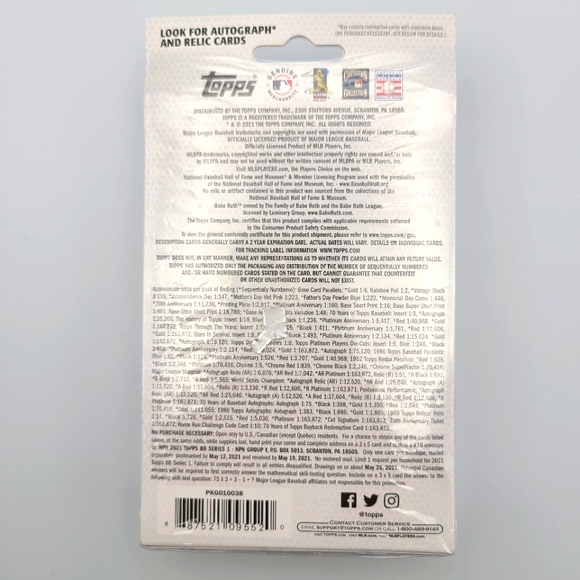 TOPPS - Baseball 2021 Series 1 Hanger Box (Lot of 2) - Picture 3 of 6